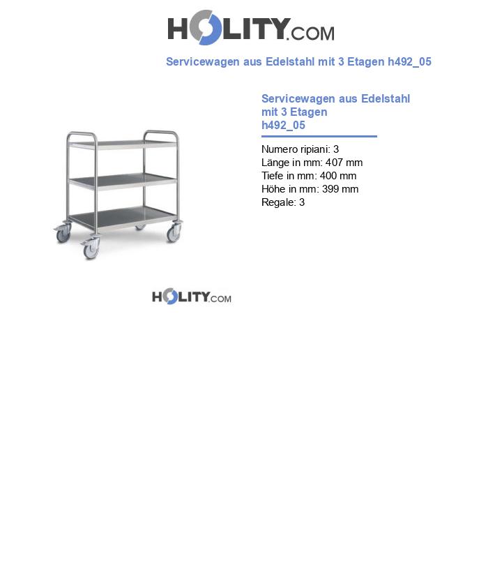 Servicewagen aus Edelstahl mit 3 Etagen h492_05