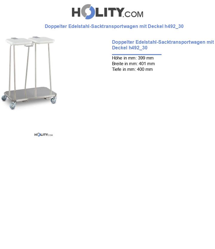 Doppelter Edelstahl-Sacktransportwagen mit Deckel h492_30