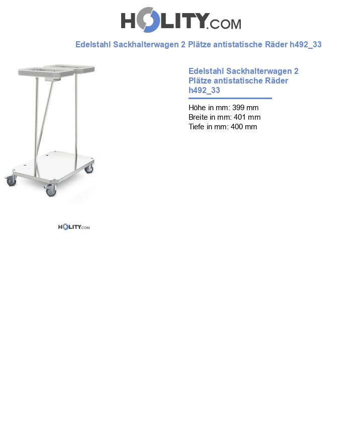 Edelstahl Sackhalterwagen 2 Plätze antistatische Räder h492_33