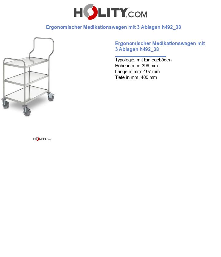 Ergonomischer Medikationswagen mit 3 Ablagen h492_38