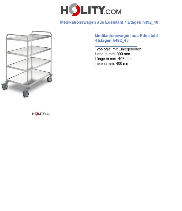 Medikationswagen aus Edelstahl 4 Etagen h492_40
