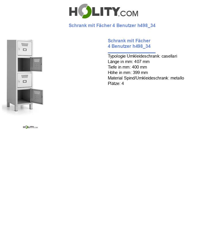 Schrank mit Fächer 4 Benutzer h498_34