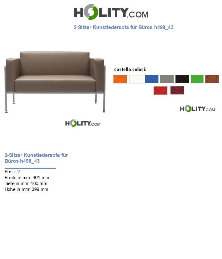 2-Sitzer Kunstledersofa für Büros h498_43