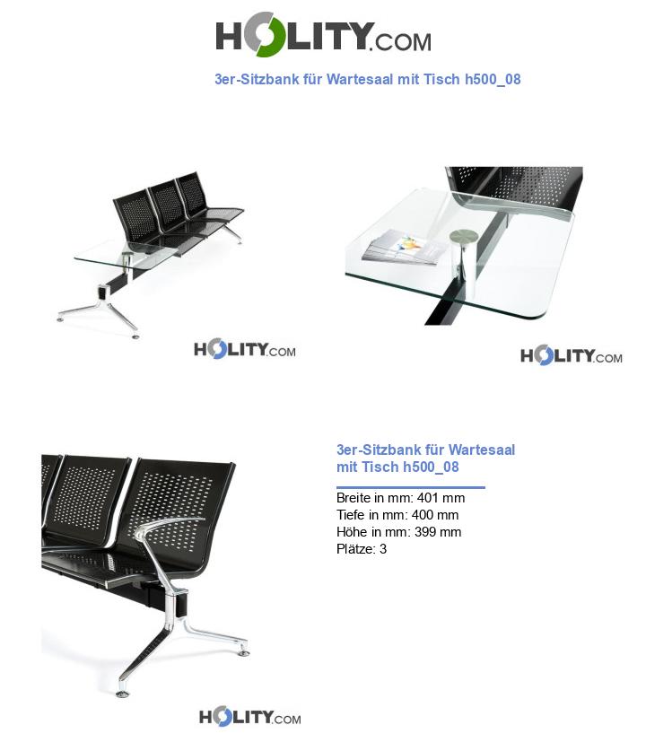 3er-Sitzbank für Wartesaal mit Tisch h500_08