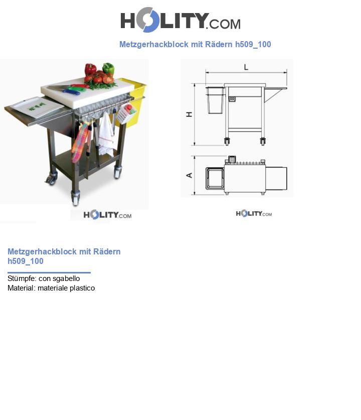 Metzgerhackblock mit Rädern h509_100