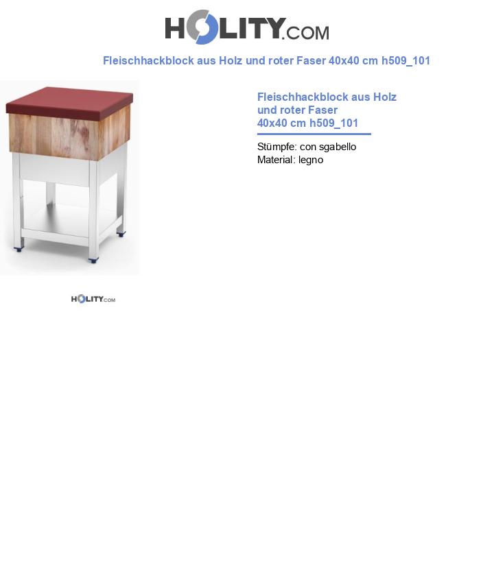 Fleischhackblock aus Holz und roter Faser 40x40 cm h509_101