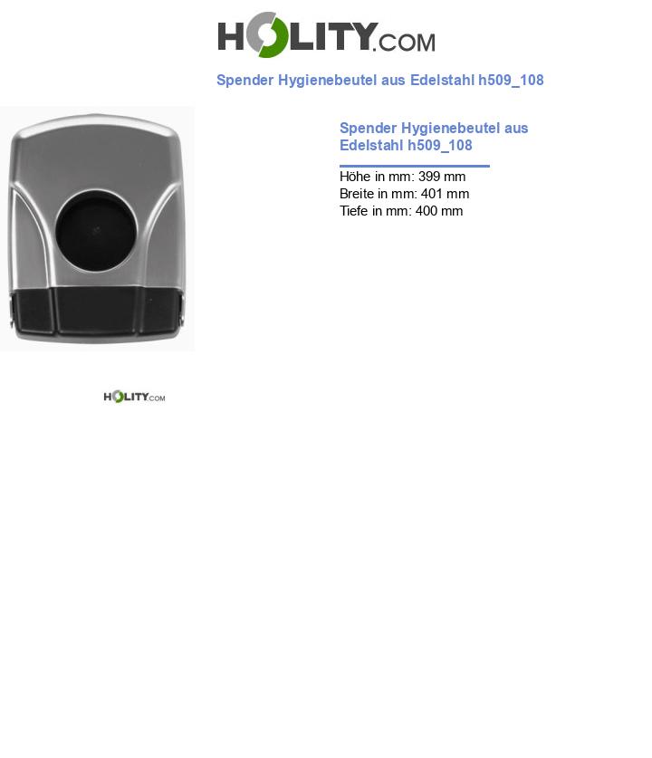 Spender Hygienebeutel aus Edelstahl h509_108