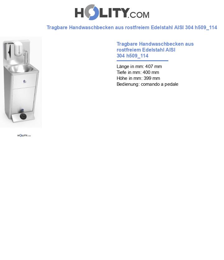 Tragbare Handwaschbecken aus rostfreiem Edelstahl AISI 304 h509_114