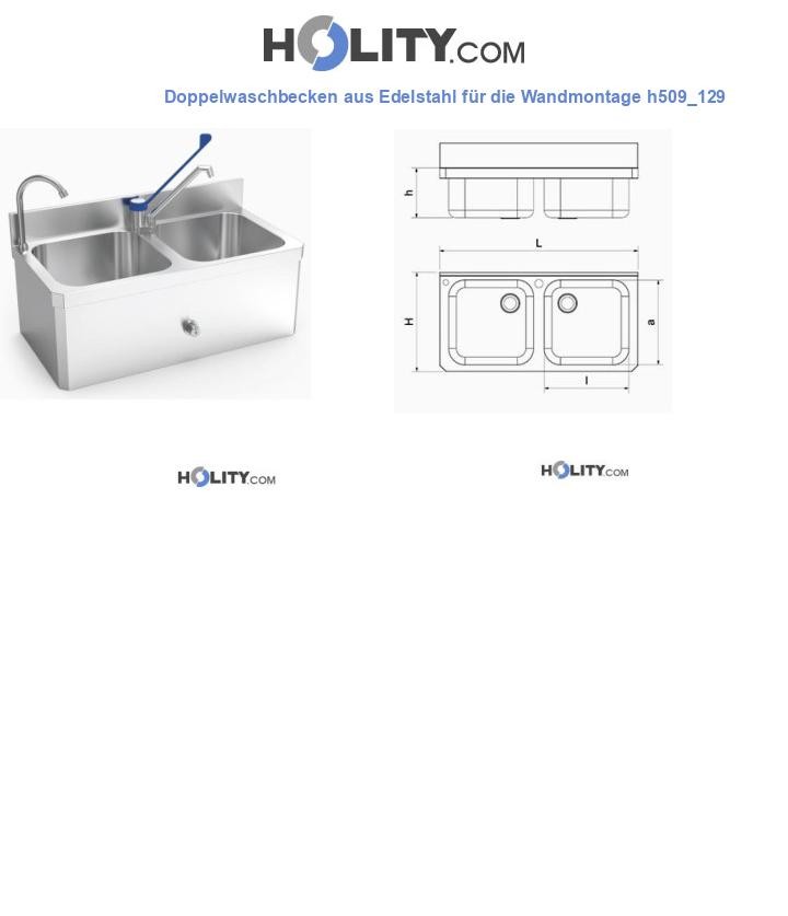 Doppelwaschbecken aus Edelstahl für die Wandmontage h509_129