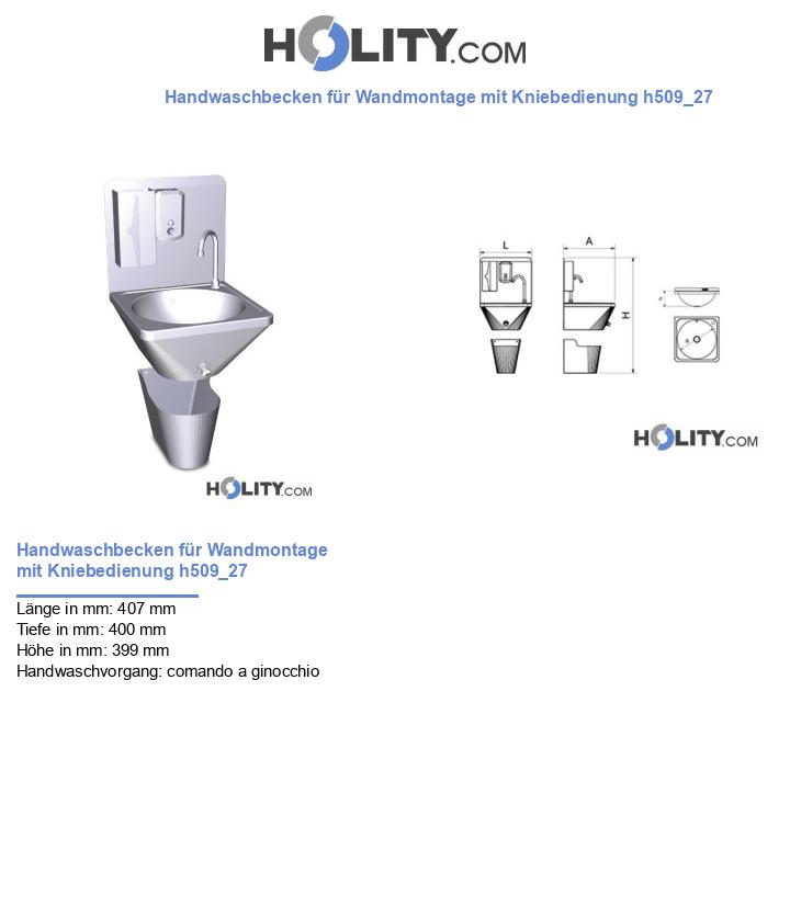 Handwaschbecken für Wandmontage mit Kniebedienung h509_27