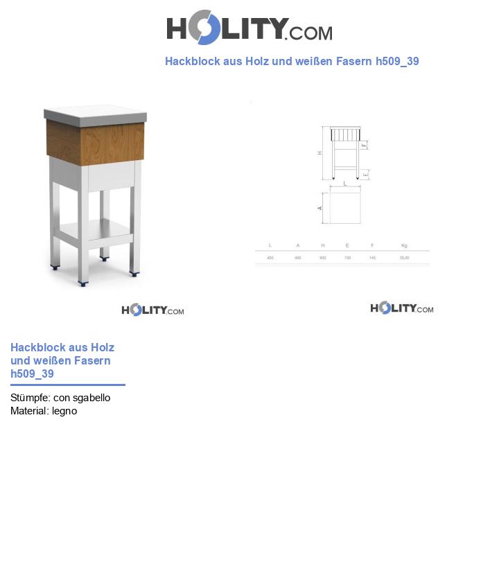 Hackblock aus Holz und weißen Fasern h509_39