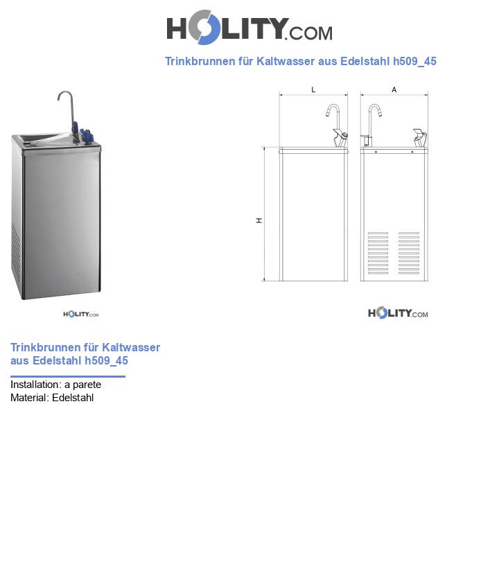 Trinkbrunnen für Kaltwasser aus Edelstahl h509_45