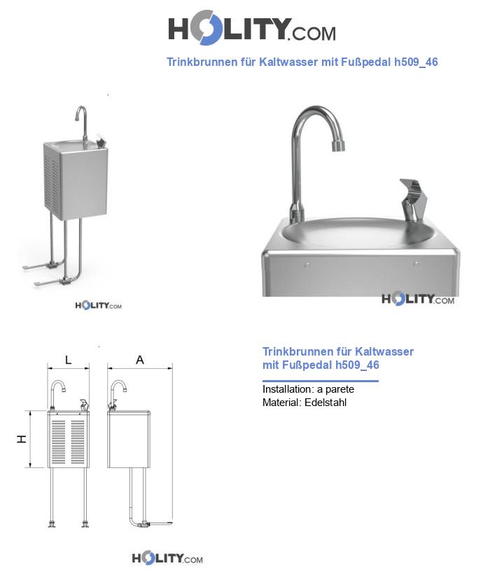 Trinkbrunnen für Kaltwasser mit Fußpedal h509_46