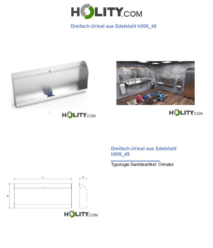 Dreifach-Urinal aus Edelstahl h509_49