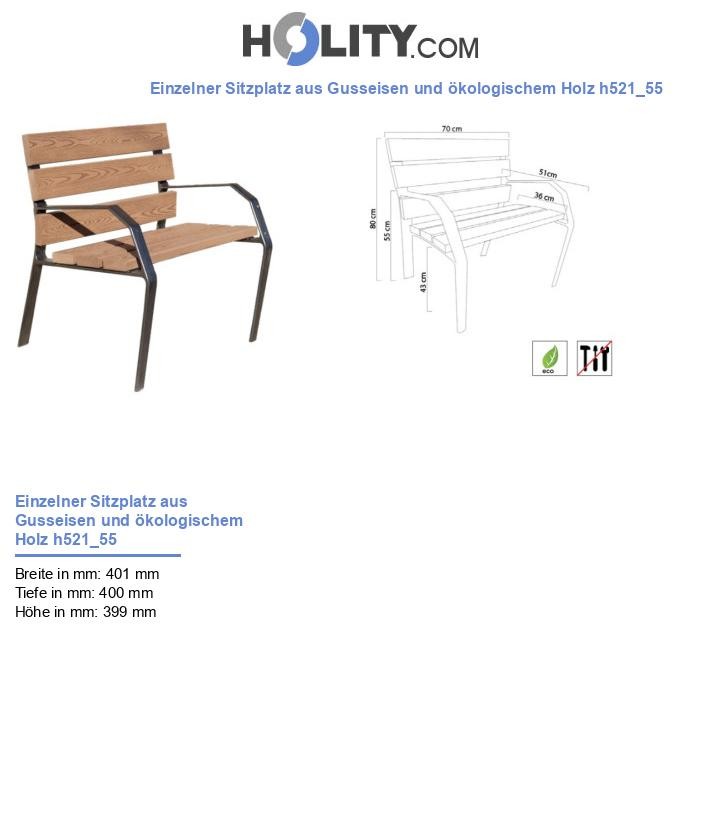 Einzelner Sitzplatz aus Gusseisen und ökologischem Holz h521_55