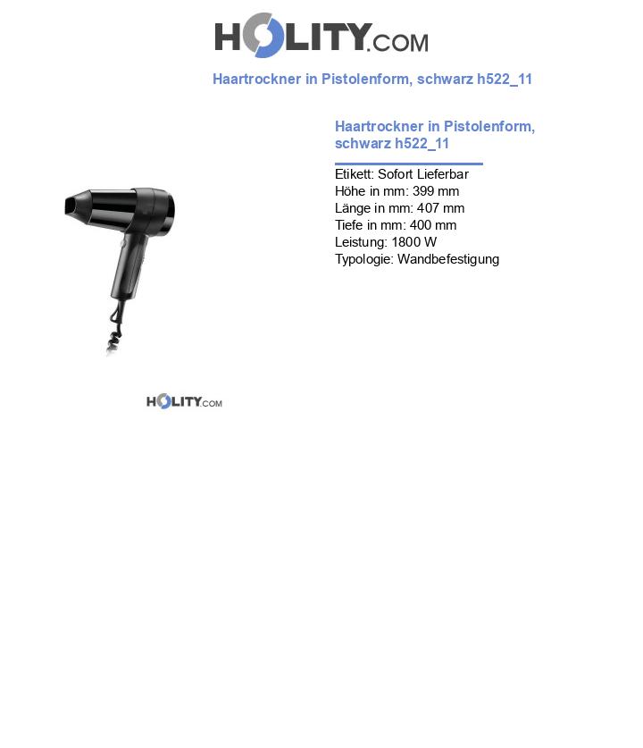 Haartrockner in Pistolenform, schwarz h522_11