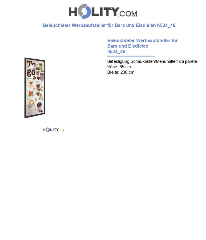 Beleuchteter Werbeaufsteller für Bars und Eisdielen h524_46