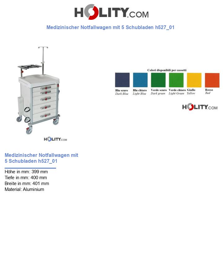 Medizinischer Notfallwagen mit 5 Schubladen h527_01