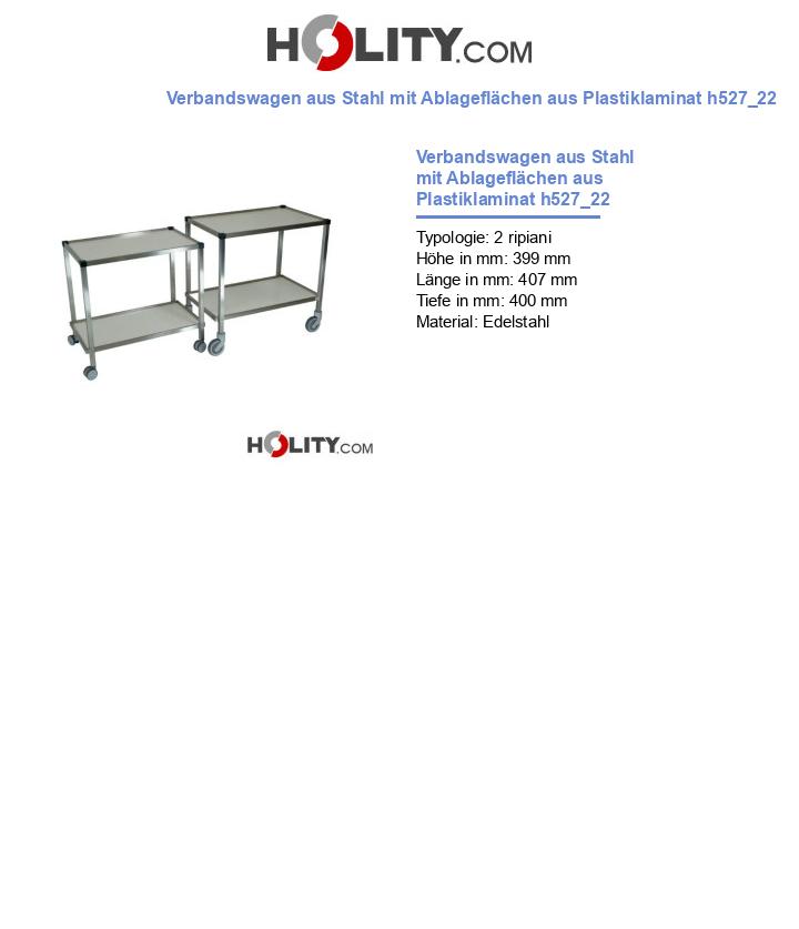 Verbandswagen aus Stahl mit Ablageflächen aus Plastiklaminat h527_22