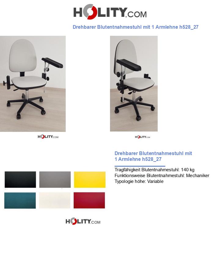Drehbarer Blutentnahmestuhl mit 1 Armlehne h528_27