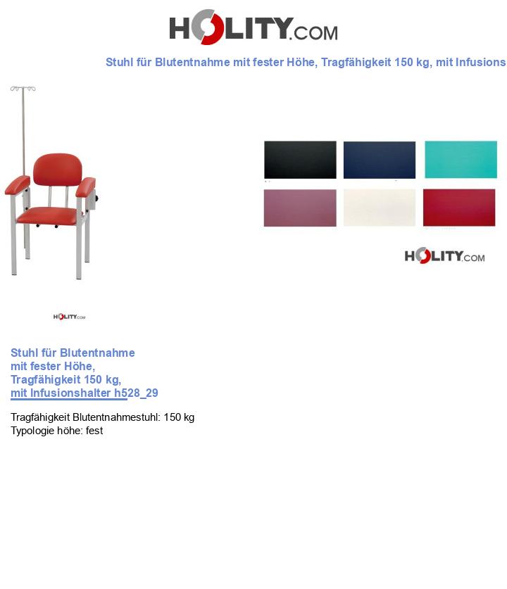 Stuhl für Blutentnahme mit fester Höhe, Tragfähigkeit 150 kg, mit Infusionshalter h528_29