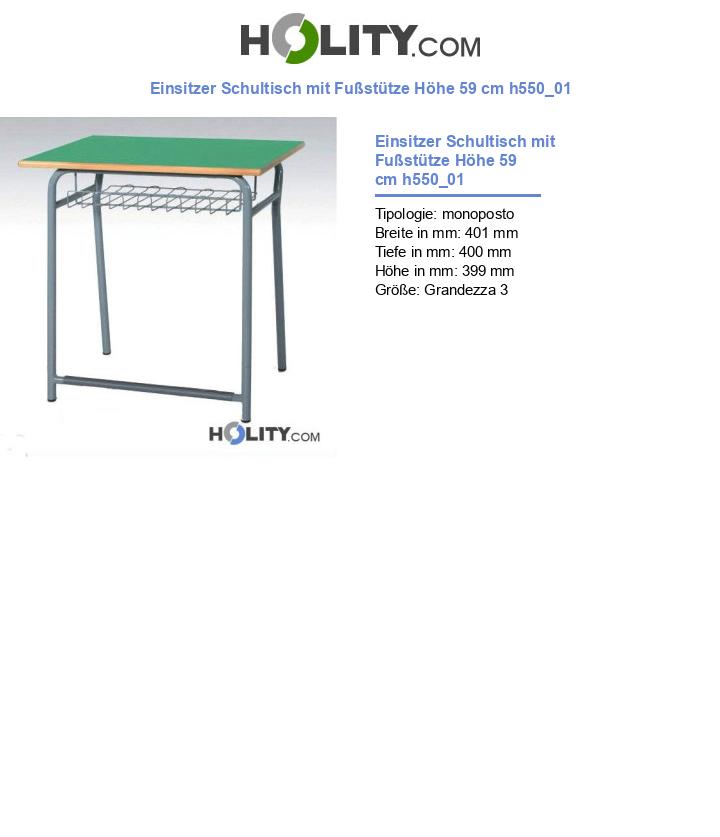 Einsitzer Schultisch mit Fußstütze Höhe 59 cm h550_01