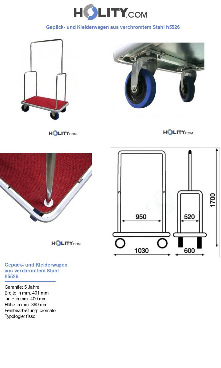 Gepäck- und Kleiderwagen aus verchromtem Stahl h5526