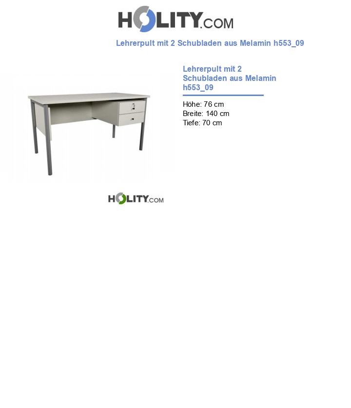 Lehrerpult mit 2 Schubladen aus Melamin h553_09