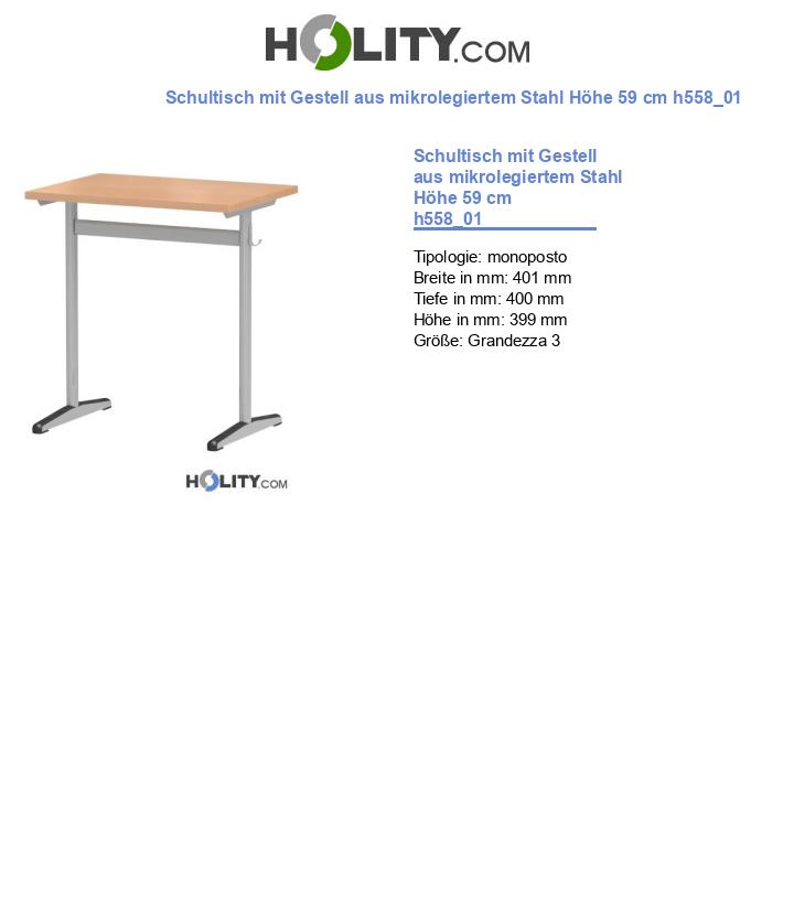 Schultisch mit Gestell aus mikrolegiertem Stahl Höhe 59 cm h558_01