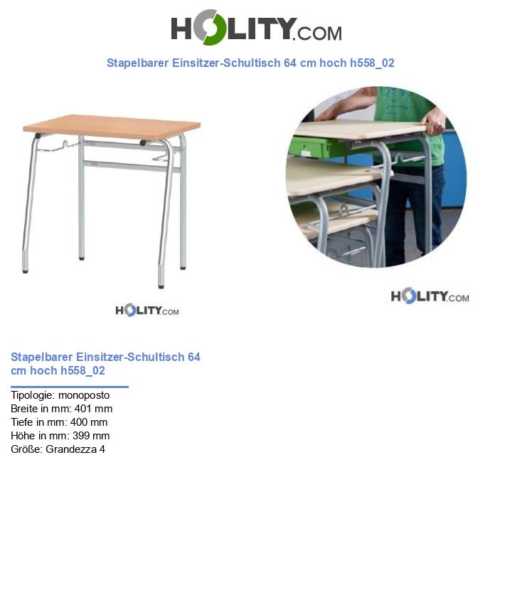 Stapelbarer Einsitzer-Schultisch 64 cm hoch h558_02