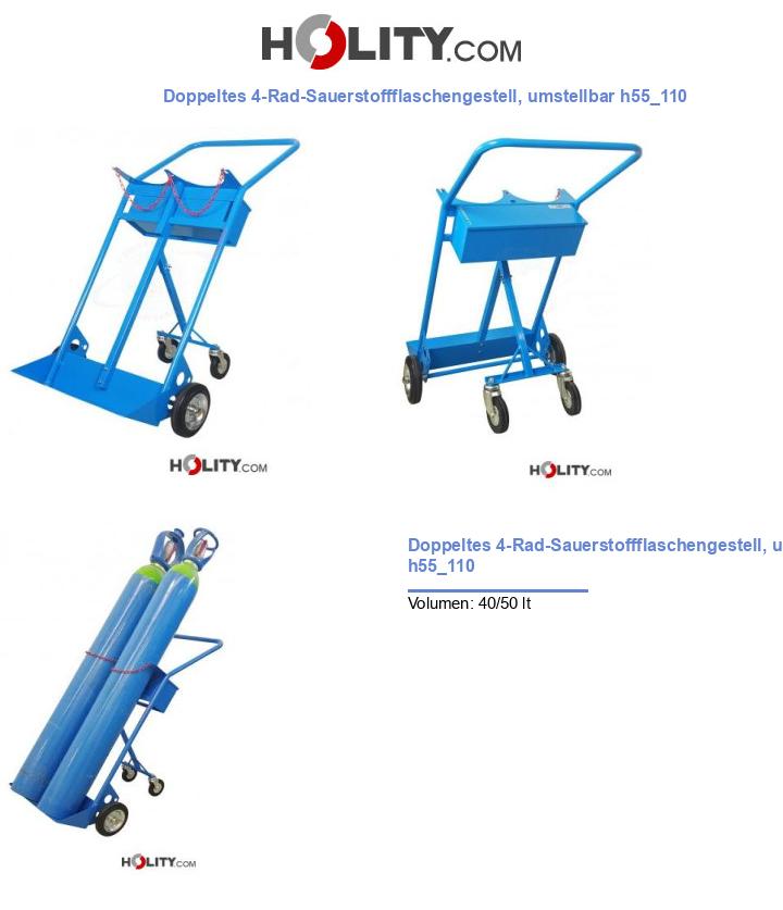 Doppeltes 4-Rad-Sauerstoffflaschengestell, umstellbar h55_110