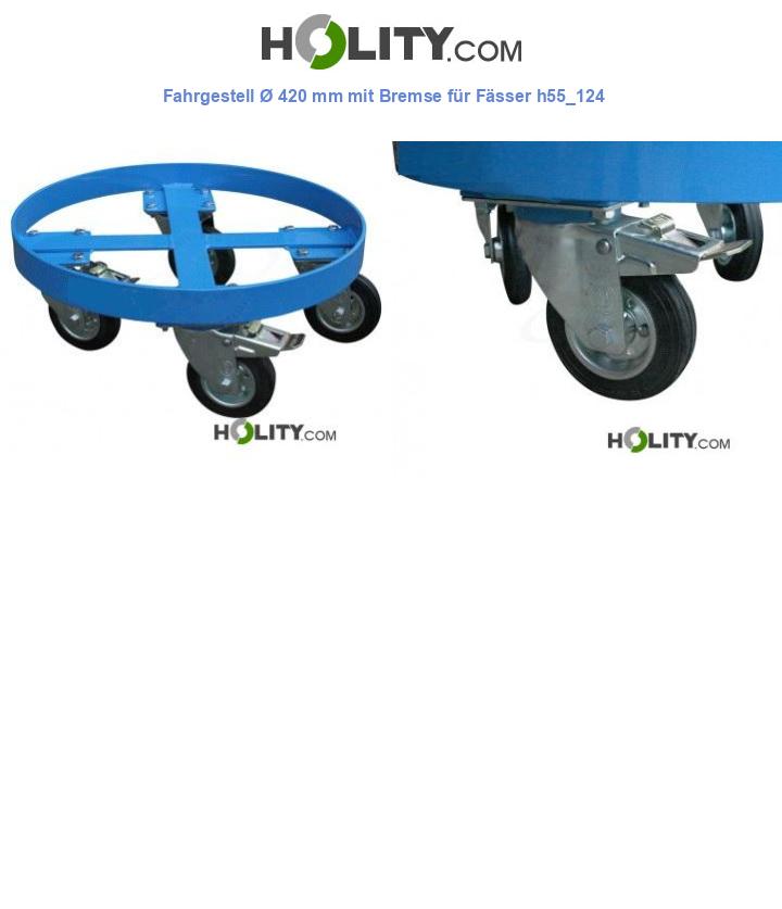 Fahrgestell Ø 420 mm mit Bremse für Fässer h55_124