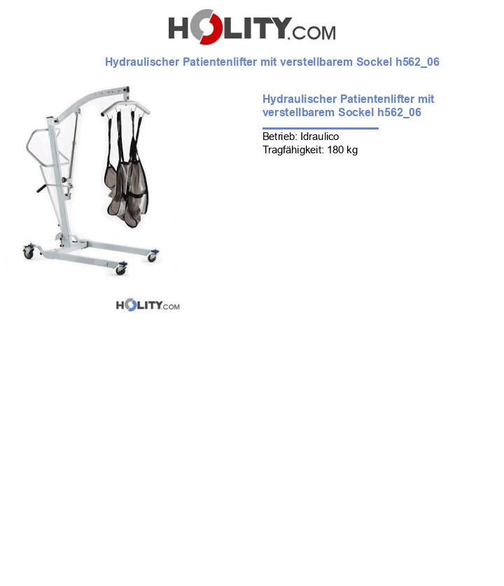 Hydraulischer Patientenlifter mit verstellbarem Sockel h562_06