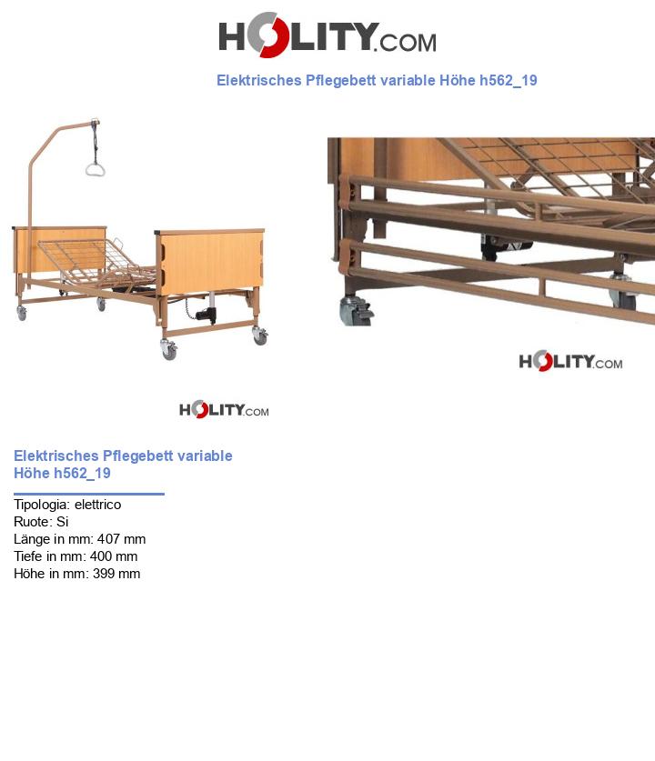 Elektrisches Pflegebett variable Höhe h562_19