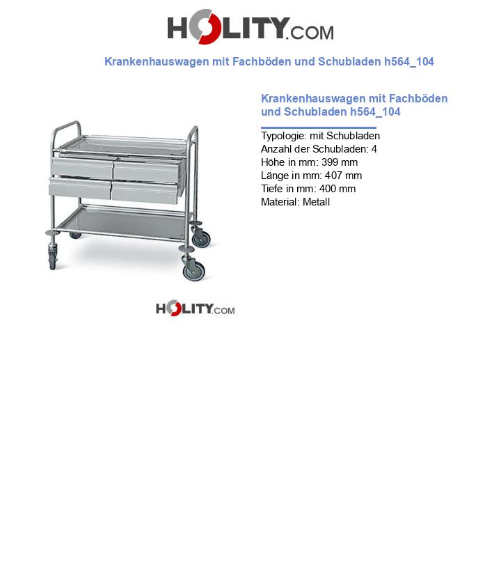 Krankenhauswagen mit Fachböden und Schubladen h564_104