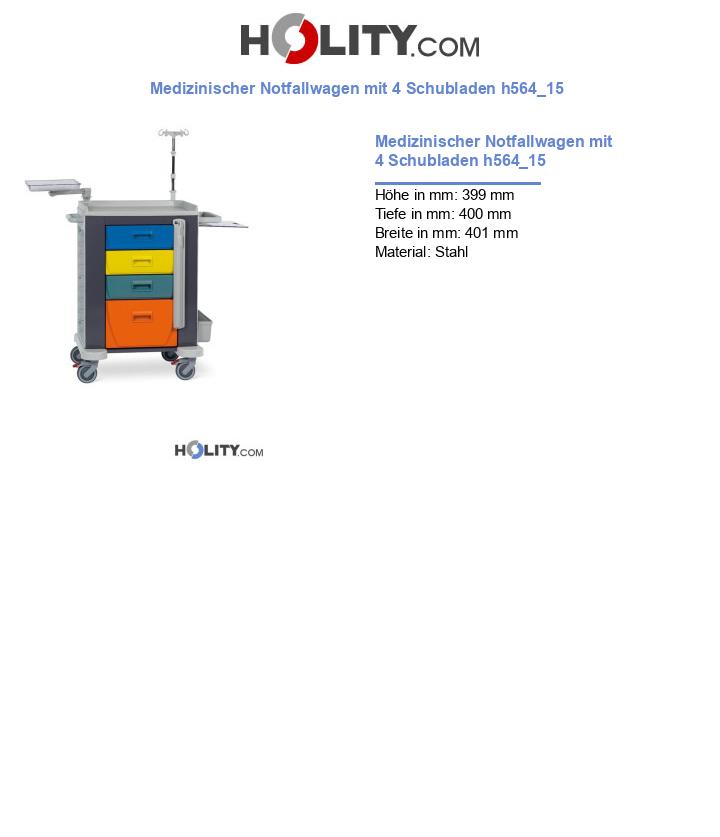 Medizinischer Notfallwagen mit 4 Schubladen h564_15
