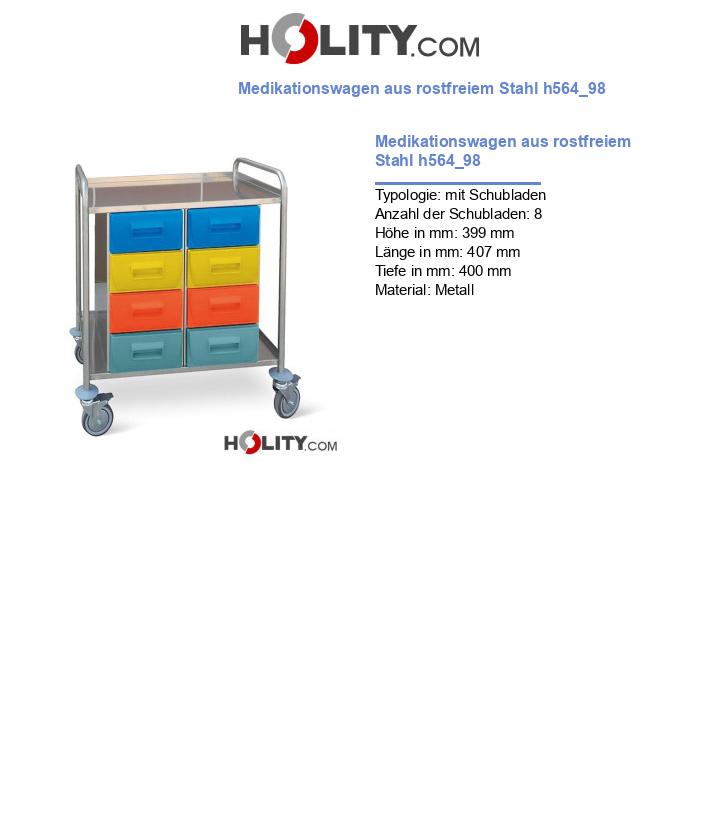 Medikationswagen aus rostfreiem Stahl h564_98