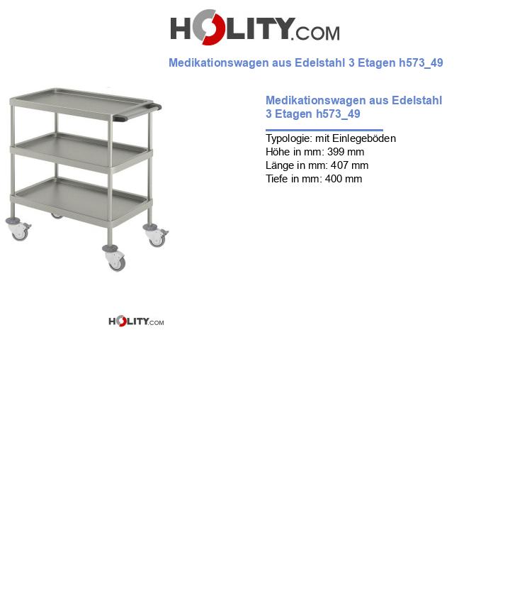 Medikationswagen aus Edelstahl 3 Etagen h573_49