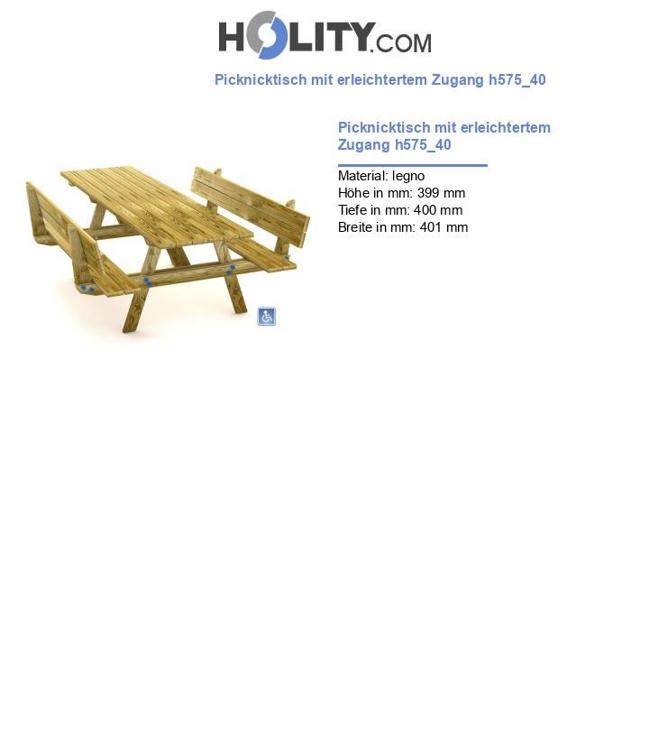 Picknicktisch mit erleichtertem Zugang h575_40