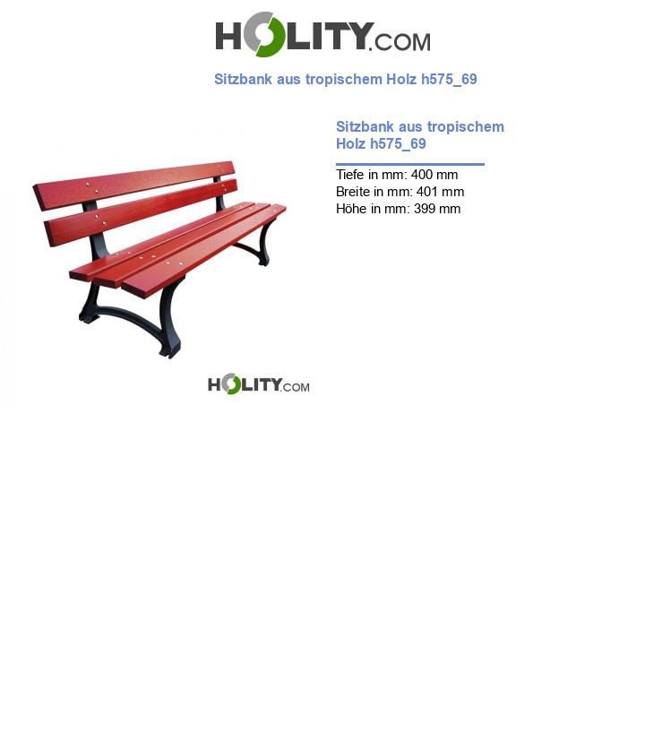 Sitzbank aus tropischem Holz h575_69