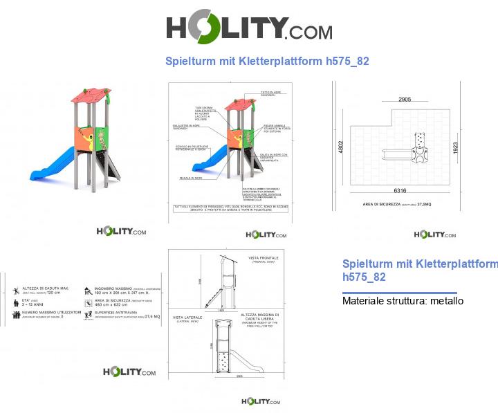 Spielturm mit Kletterplattform h575_82