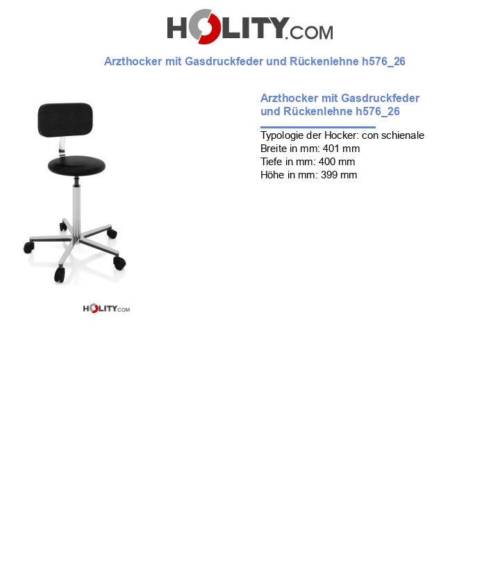 Arzthocker mit Gasdruckfeder und Rückenlehne h576_26