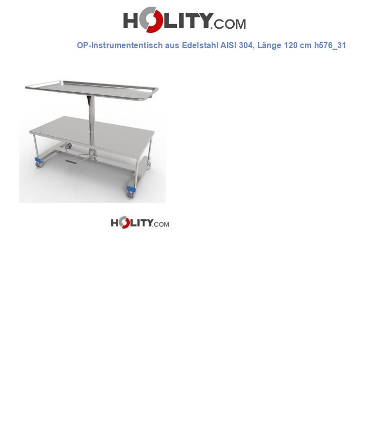 OP-Instrumententisch aus Edelstahl AISI 304, Länge 120 cm h576_31