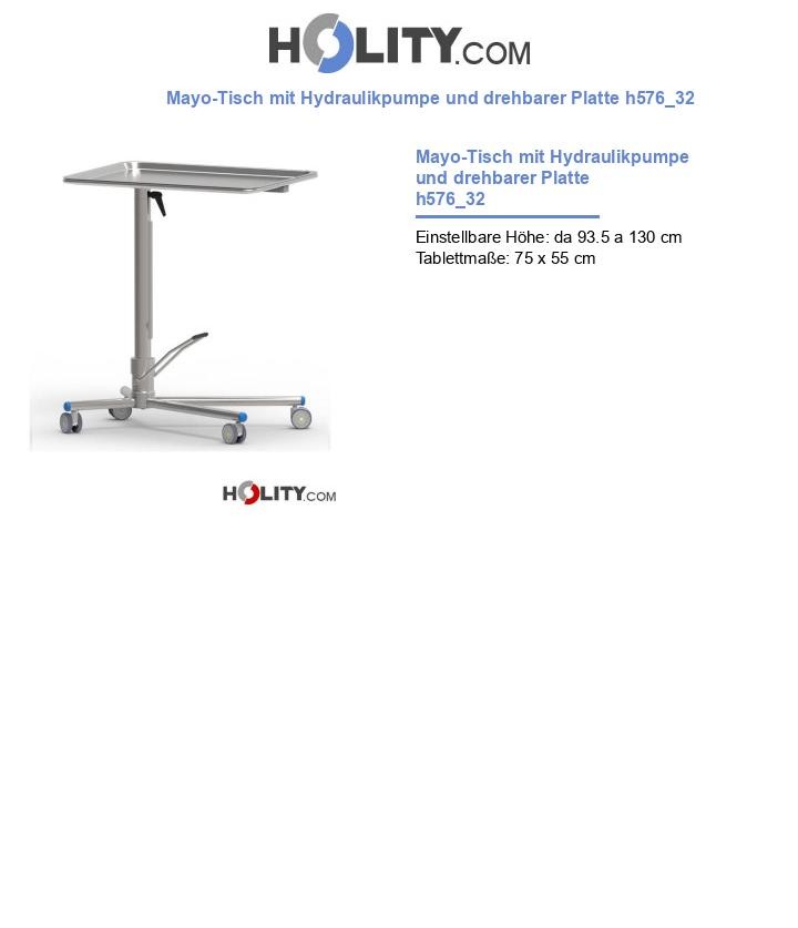 Mayo-Tisch mit Hydraulikpumpe und drehbarer Platte h576_32