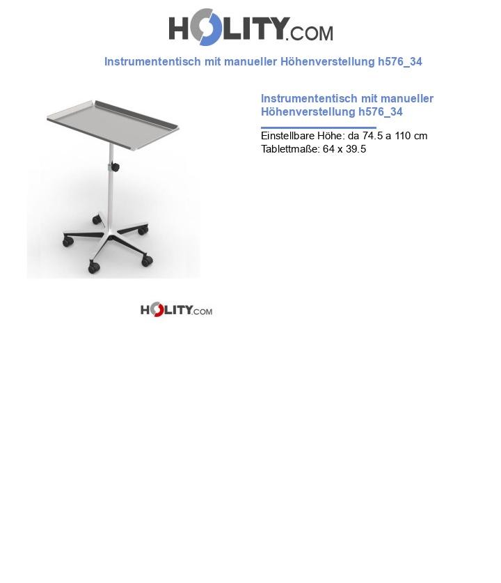 Instrumententisch mit manueller Höhenverstellung h576_34