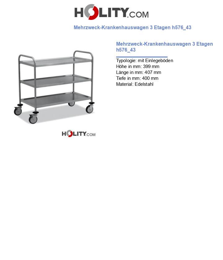 Mehrzweck-Krankenhauswagen 3 Etagen h576_43