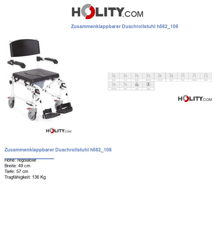 Zusammenklappbarer Duschrollstuhl h582_108
