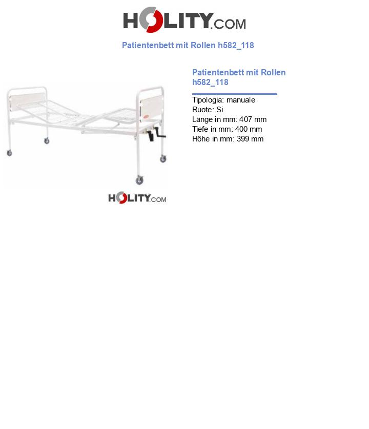 Patientenbett mit Rollen h582_118