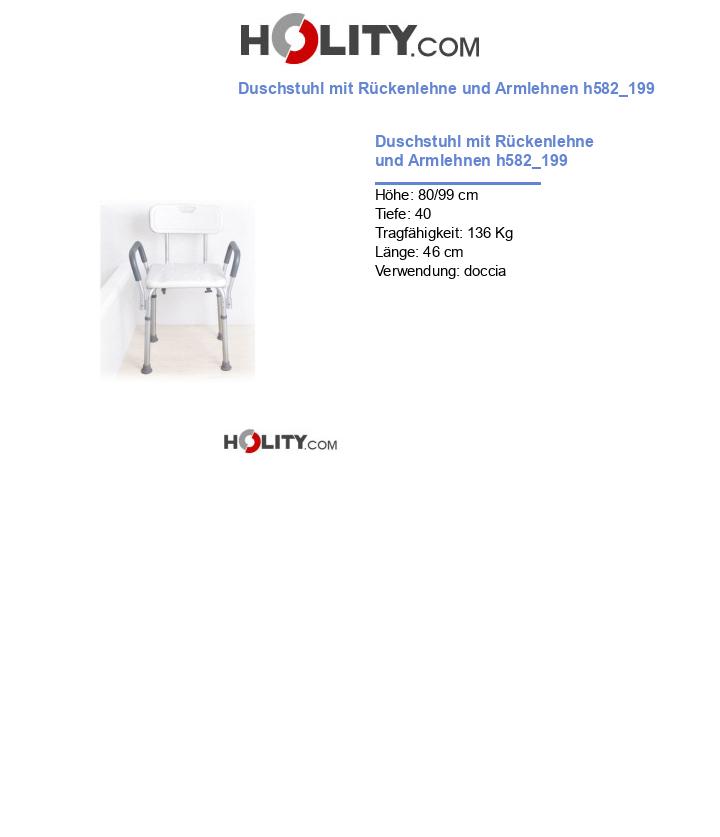 Duschstuhl mit Rückenlehne und Armlehnen h582_199