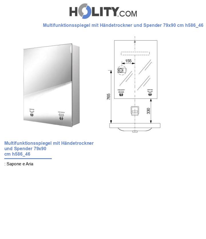 Multifunktionsspiegel mit Händetrockner und Spender 79x90 cm h586_46